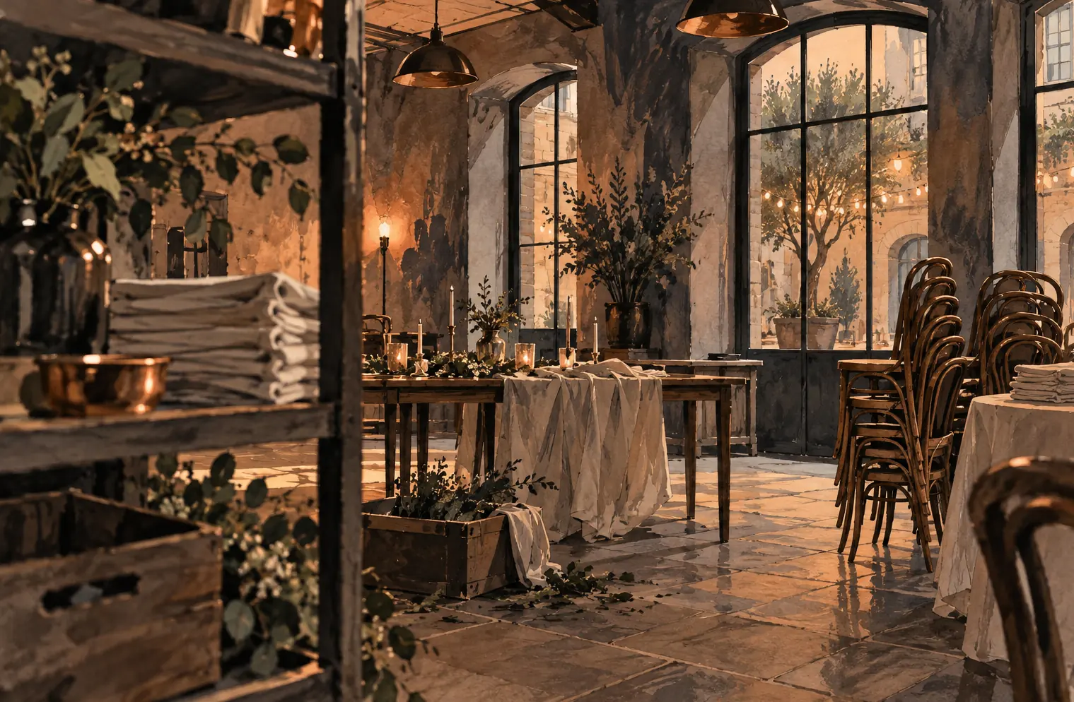Illustration of event businesses and their working space